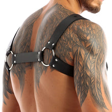 Load image into Gallery viewer, Male Leather Harness for Mens Adjustable Bondage Clubwear Gay Shoulder Body Chest Muscle Harness Belt Straps Punk Rave Costumes