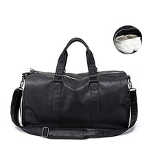 Load image into Gallery viewer, Male Leather Travel Bag Large Duffle Independent Shoes Storage Big Fitness Bags Handbag Bag Luggage Shoulder Bag Black XA237WC