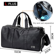Load image into Gallery viewer, Male Leather Travel Bag Large Duffle Independent Shoes Storage Big Fitness Bags Handbag Bag Luggage Shoulder Bag Black XA237WC
