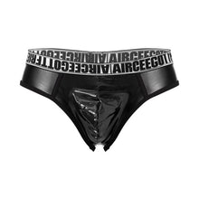 Load image into Gallery viewer, Male&#39;s Briefs Faux Leather Letter Print Jockstrap Thong Briefs Sissy Bulge Pouch Panties Underwear Low Waist Soft Male Underpant
