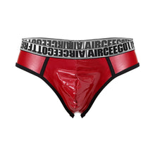 Load image into Gallery viewer, Male&#39;s Briefs Faux Leather Letter Print Jockstrap Thong Briefs Sissy Bulge Pouch Panties Underwear Low Waist Soft Male Underpant