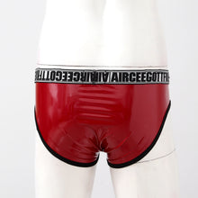 Load image into Gallery viewer, Male&#39;s Briefs Faux Leather Letter Print Jockstrap Thong Briefs Sissy Bulge Pouch Panties Underwear Low Waist Soft Male Underpant