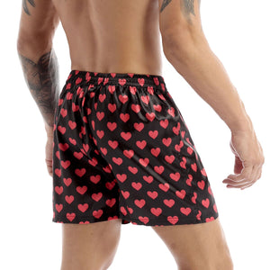Man&#39;s Underwear Sexy Love Heart Print Soft Boxers Underpants Gay Casual Shorts Beach Wear Lightweight Loose Lounge Short Pants