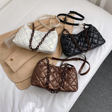 Load image into Gallery viewer, Marca designer feminina 2021 inverno na moda senhora acolchoado bolsa de ombro pequena marca bolsas crossbody sacos