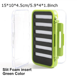 Maximumcatch 4Sizes Slit Foam&Easy-Grip Foam Fly Fishing Box Double Side Waterproof Plastic Tackle Box Transparent Fly Box