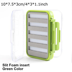 Maximumcatch 4Sizes Slit Foam&Easy-Grip Foam Fly Fishing Box Double Side Waterproof Plastic Tackle Box Transparent Fly Box