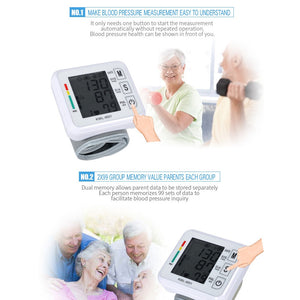 Medical Equipment LCD Automatic Digital Wrist Blood Pressure Monitor Bp Tonometer Sphygmomanometer Tensiometer Tansiyon Aleti