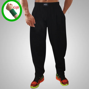 Men Bodybuilding Baggy Pants High Elastic Cotton Gym Clothing Fitness Pants Loose Comfortable Crossfit Musculation Sweatpants