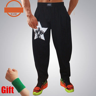 Men Bodybuilding Baggy Pants High Elastic Cotton Gym Clothing Fitness Pants Loose Comfortable Crossfit Musculation Sweatpants