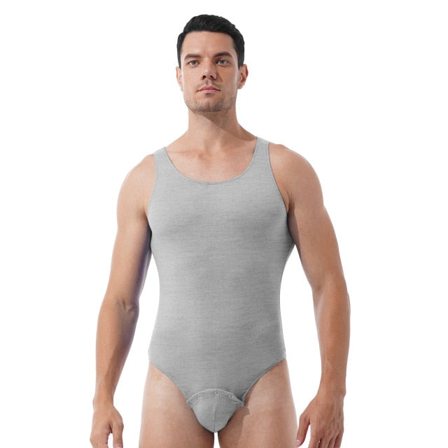 Men Bodysuits One-piece Shapers Men's Snap Button Crotch Jumpsuits Leotard Slim Corrective Body Building Men Singlet Underwear