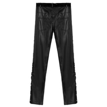 Load image into Gallery viewer, Men Leather Pants Skinny Fit Elastic PU Leather Tight Trousers Motorcycle Pants Streetwear Clubwear Rock Band Stage Performance