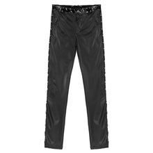 Load image into Gallery viewer, Men Leather Pants Skinny Fit Elastic PU Leather Tight Trousers Motorcycle Pants Streetwear Clubwear Rock Band Stage Performance