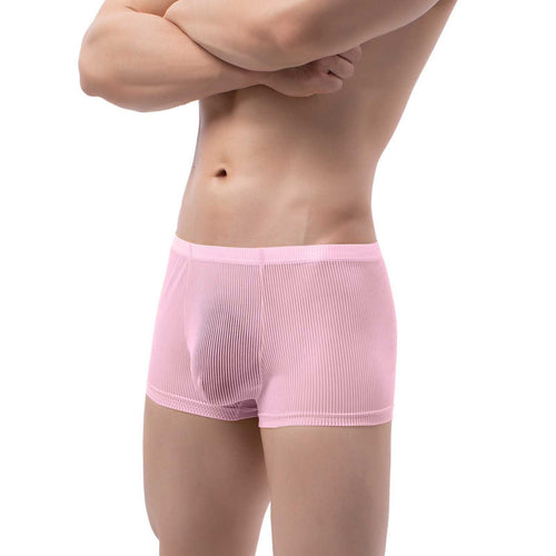 Men Low-Waist Ultra-Thin Transparent Mesh Bulge Pouch Underpants Breathable Cool Summer Ice Silk Underwear