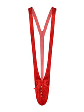 Load image into Gallery viewer, Men One-Piece Lingerie Underwear Thong Bowknot Velvet Penis Pouch Mankini Bodysuit Nightwear Christmas Costume Erotic Teddies