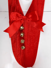 Load image into Gallery viewer, Men One-Piece Lingerie Underwear Thong Bowknot Velvet Penis Pouch Mankini Bodysuit Nightwear Christmas Costume Erotic Teddies