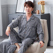 Load image into Gallery viewer, Men Pyjama Set Soft Long Seleeve 2 Pcs Pajama Sets For Men Long Sleeve Cotton Sleepwear Suit Loungewear Homewear Home Clothes