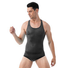 Load image into Gallery viewer, Men Sexy Jumpsuit Leotard Solid Color Round Neck Sleeveless Skinny Bodycon Bodysuit Wrestling Singlet Stretchy Swimsuit Swimwear
