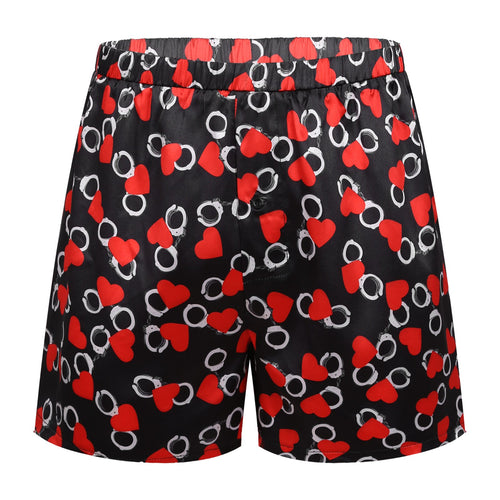 Men Sexy Love Heart Print Panties Waist Elastic Breathable Underwear Soft Comfortable Lounge Casual Daily Male Boxers Shorts