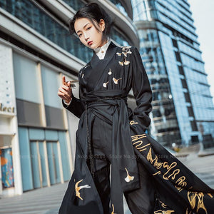 Men Women Hanfu Chinese Style Tang Suit Gown Robes Japanese Samurai Cosplay Costume Retro Oriental Clothing Set Tops Coat Pants