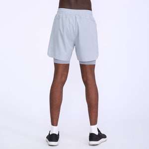 Men's 2 in 1 Sport Shorts Quick-Dry Breathable Pockets Short Pants for Basketball Running Gym Fitness Beach Shorts