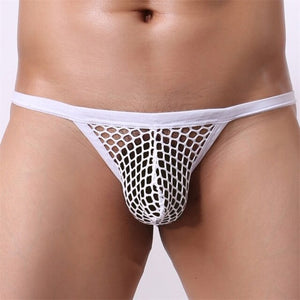 Men's Large Mesh Underwear Fishing Net T-pants String Sexy Temptation U-convex Hollow Mesh T-pants Men Thong Hipster Thongs