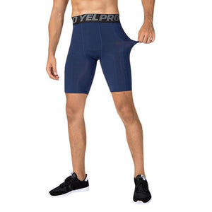 Men's professional gym fitness shorts with pockets sports running training wicking quick-drying elastic tight shorts