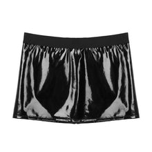 Load image into Gallery viewer, Mens Adjustable Elastic Waistband Side Split Sexy Skirts Wet Look Patent Leather Miniskirt For Pole Dancing Nightclub Stage Show