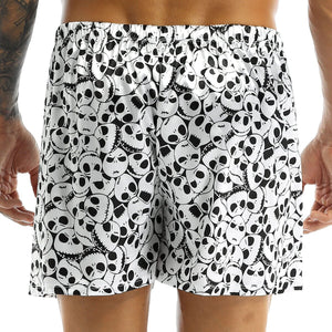 Mens Christmas Halloween Costumes Skeleton Print Boxer Cosplay Shorts Lightweight Loose Beach Sports Lounge Short Pants