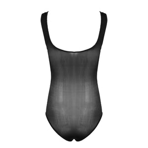 Mens Erotic Bodycon Glossy Scoop Neck Sleeveless Sexy Jumpsuit See-through Skinny Leotard Catsuit For Lingerie Party Honeymoon