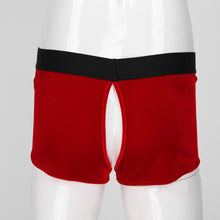 Load image into Gallery viewer, Mens Erotic Lingerie Christmas Underwear Crotchless Velvet Boxer Shorts Underpants Sissy Male Fluffy Ball Decor New Year Panties