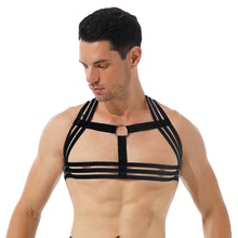 Load image into Gallery viewer, Mens Erotic Vest Tops Tank Body Shoulder Chest Elastic Strap O Ring Front Harness Belt For Role Play Party Club Pole Dancing