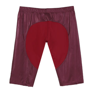 Mens Exercise Workout Fitness Sportswear Faux Leather Patchwork Undershorts Surfing Swimming Trunks Athletic Skinny Short Pants