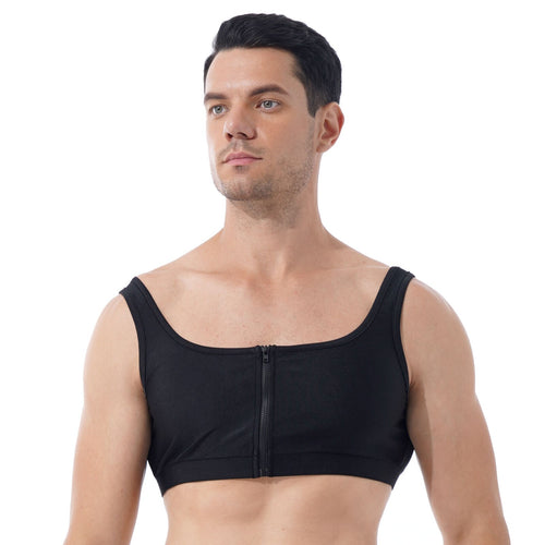 Mens Front Zipper Sports Cropped Crop Top Sexy Skinny Waistcoat U Neck Sleeveless Tank Tops Workout Gym Fitness Exercise Outfits