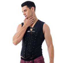 Load image into Gallery viewer, Mens Gothic Punk Lace-up Front Tank Top Adjustable Buckle Decor Sleeveless T-shirt For Rave Party Music Festival Rock Concert