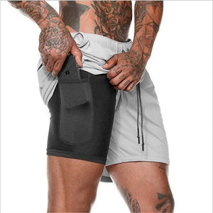 Mens Gym Shorts  Double Solid Color Shorts Run Jogging Sports Fitness Bodybuilding Sweatpants Training Fast Dry Jogging Pants