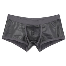 Load image into Gallery viewer, Mens Hot Faux Leather Boxer Shorts Sports Swimming Trunks Swimwear Bulge Pouch Low Waist Elastic Waistband Underpants Underwear
