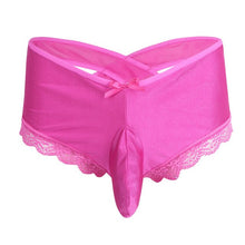 Load image into Gallery viewer, Mens Lace Briefs Sexy Floral Sissy Pouch Panties Thong Lingerie Gay Criss-Cross Underwear Bulge Pouch Underpant Low Rise Brief