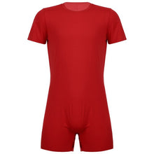 Load image into Gallery viewer, Mens  Male Short Bodysuit Zipper One-pieces Rompers Round Neck Casual Invisible Jumpsuit for Summer Sports Exercise Running