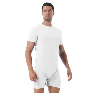 Mens  Male Short Bodysuit Zipper One-pieces Rompers Round Neck Casual Invisible Jumpsuit for Summer Sports Exercise Running