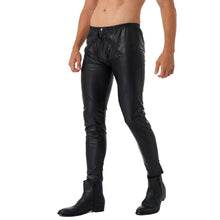 Load image into Gallery viewer, Mens Motor Biker Tight Pants Zipper Front Trousers Skinny Pencil Pants Faux Leather Leggings Leggings Rave Bar Clubwear