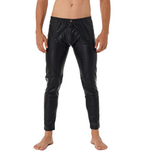 Load image into Gallery viewer, Mens Motor Biker Tight Pants Zipper Front Trousers Skinny Pencil Pants Faux Leather Leggings Leggings Rave Bar Clubwear