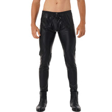 Load image into Gallery viewer, Mens Motor Biker Tight Pants Zipper Front Trousers Skinny Pencil Pants Faux Leather Leggings Leggings Rave Bar Clubwear