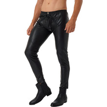 Load image into Gallery viewer, Mens Motor Biker Tight Pants Zipper Front Trousers Skinny Pencil Pants Faux Leather Leggings Leggings Rave Bar Clubwear