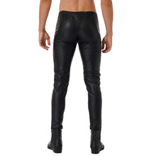 Load image into Gallery viewer, Mens Motor Biker Tight Pants Zipper Front Trousers Skinny Pencil Pants Faux Leather Leggings Leggings Rave Bar Clubwear