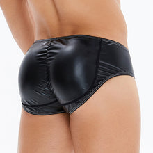 Load image into Gallery viewer, Mens PU Leather Tanga Low Waist Briefs Jockstrap Sexy Brief Imitation Latex U Convex Pouch Package Buttocks Underwear