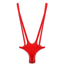 Load image into Gallery viewer, Mens Sexy Thong Mankini Underwear Stretchy Patent Leather/Elastic Band Jockstrap  Lingerie Leotard Bodysuit Thongs Underpants