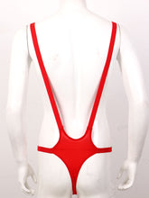 Load image into Gallery viewer, Mens Sexy Thong Mankini Underwear Stretchy Patent Leather/Elastic Band Jockstrap  Lingerie Leotard Bodysuit Thongs Underpants