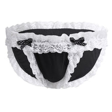 Load image into Gallery viewer, Mens Sissy Lingerie Underwear Breathable Low Waist Floral Lace Soft Bikini Briefs Bowknot Briefs Underpants Nightwear Underpants