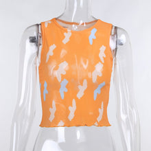 Load image into Gallery viewer, Mesh Sexy Summer Tank for Women Personalized Print Sleeveless Crop Top 2021 O-neck Green Orange Party Tanks Tops Fashion Design