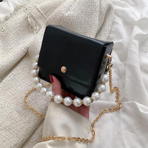 Messenger Bag Womens Bags PU Leather Handbags Chain Shoulder Crossbody Bag Pearl Handle Portable women handbag